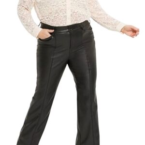 NEW! LANE BRYANT Black Vegan Leather Pintuck Flat Front Pants 18.